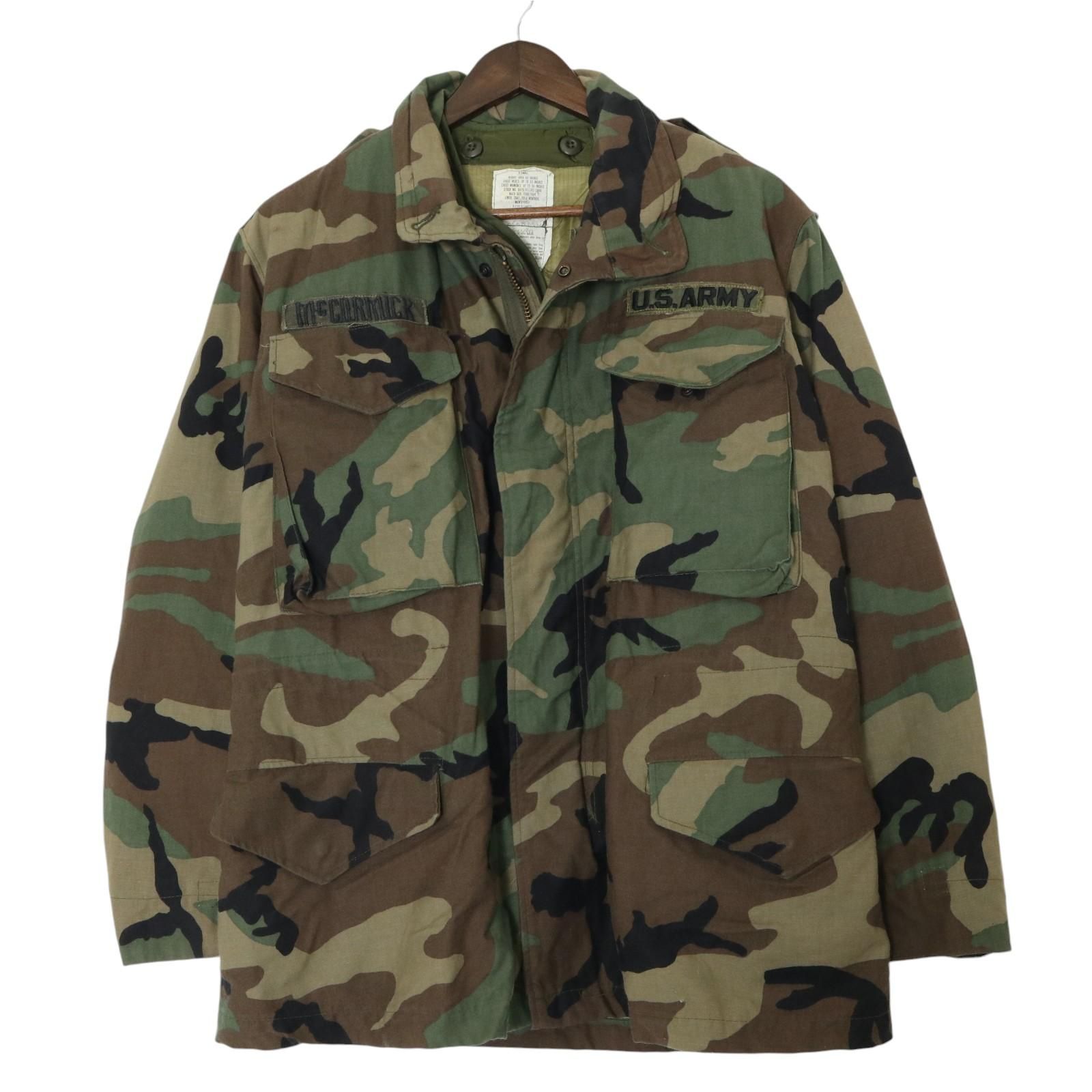 米軍実物 U.S.ARMY M-65 フィールドジャケット キャップ 3rd ミリタリー ウッドランドカモ (メンズ SMALL SHORT) 中古 古着 A1471