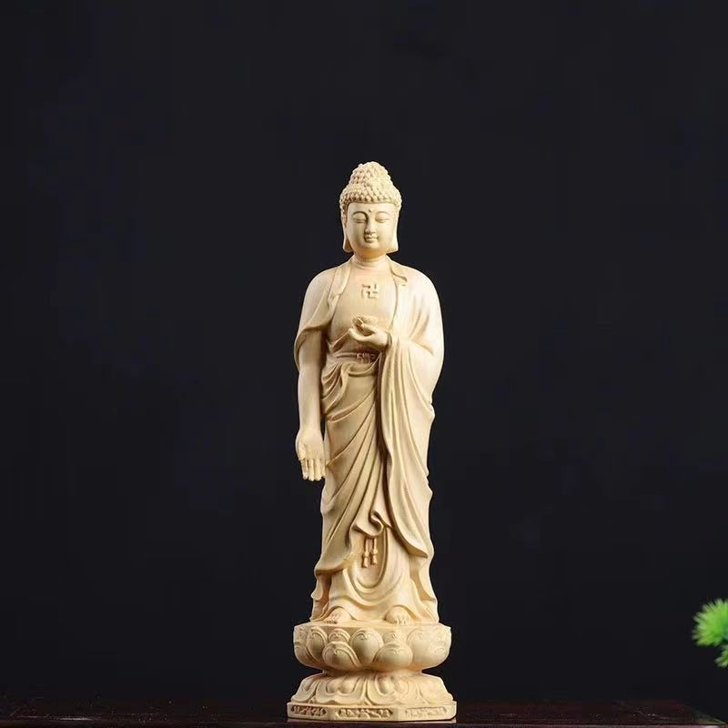 仏教美術 阿弥陀如来 観音菩薩 大勢至菩薩像 三尊立像 ツゲ 木彫