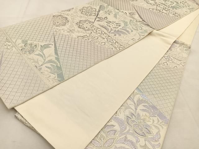 豪華袋帯 芙蓉 桜 菱紋様 銀彩 六通 正絹YO-489 ki4984AB-2_grande.jpg?v=1728350308