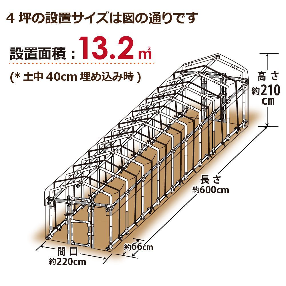 前後ドア付きで出入りらくらく ビニールハウス