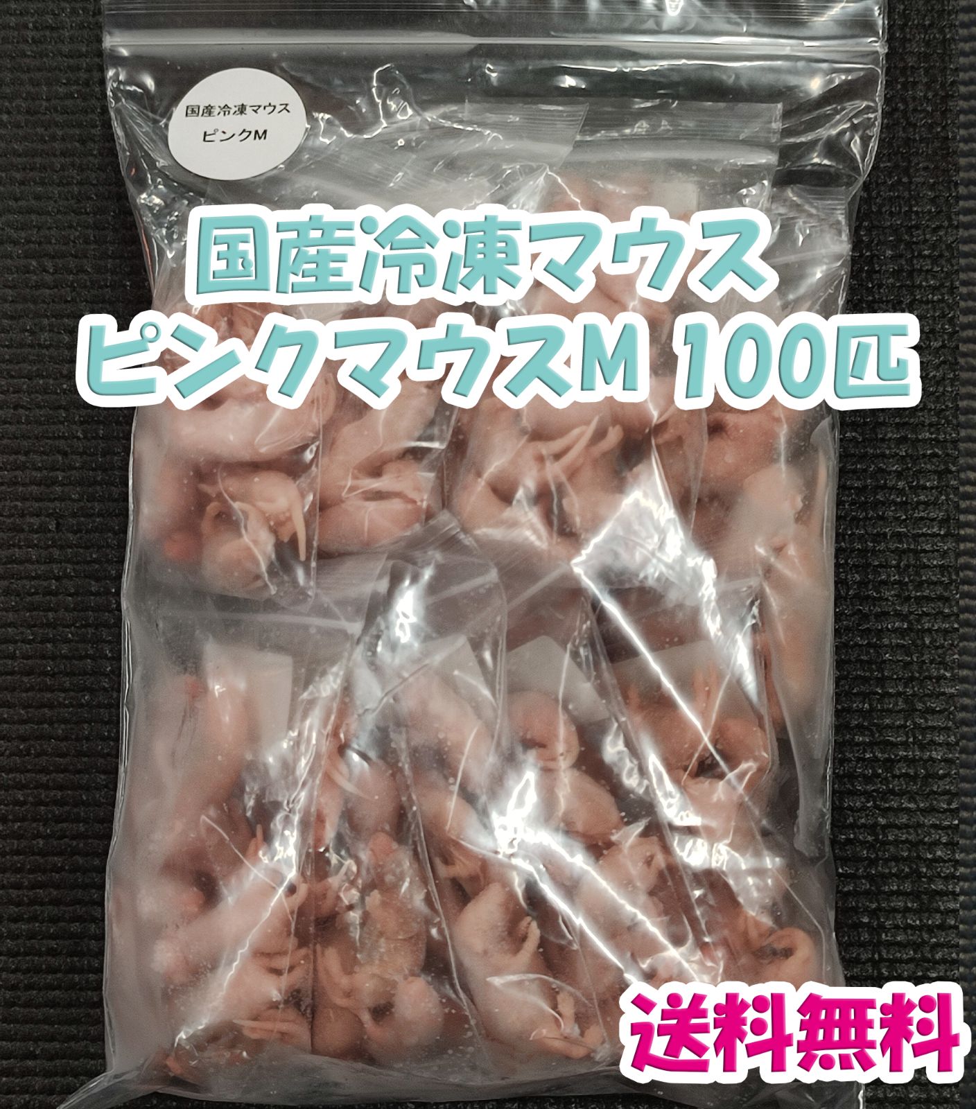 国産冷凍マウス ピンクS 100匹(地域限定送料無料) - 爬虫類