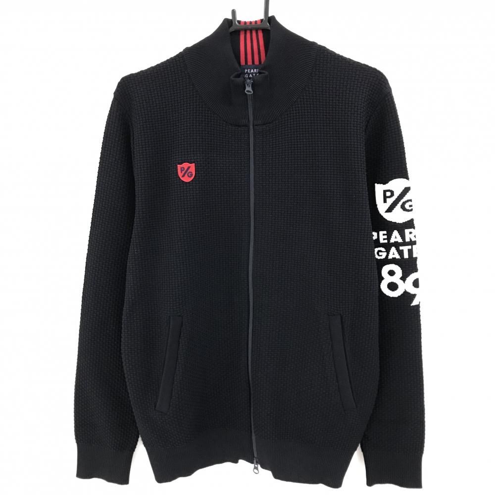 パーリーゲイツ ニットジャケット ダークネイビー 総柄織生地 ロゴレッド メンズ 5 L ゴルフウェア 2025年モデル PEARLY GATES