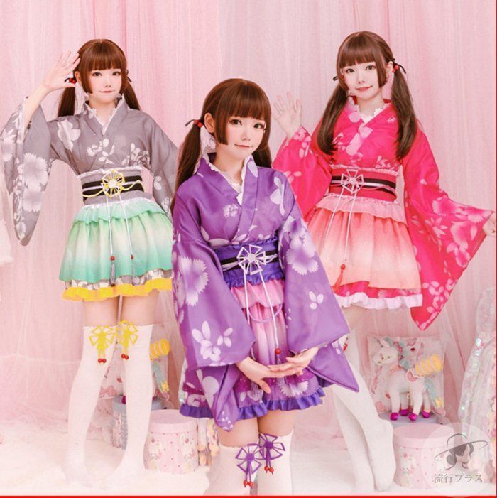 浴衣 ロリータ 和服 着物 コスプレ 衣装 簡易 ハロウィン コスチューム 花魁系 セット 夏祭り 花魁 お祭り 花火大会 浴衣 着物ドレス 大人用 0CFj999