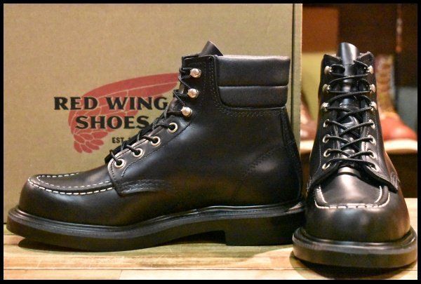 6.5E 23年 レッドウィング 8133 スーパーソール 黒 ブラッククローム モックトゥ 編み上げ ブーツ redwing HOPESMORE FE593