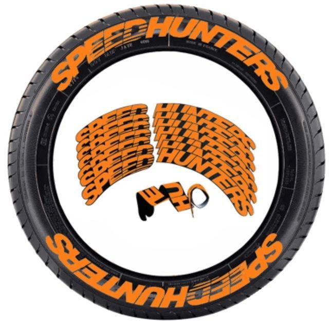 タイヤデカール SPEED HUNTERS オレンジ タイヤステッカー スピードハンターズ ホワイトレター 本格ラバーロゴデカール 4本上下フルセット