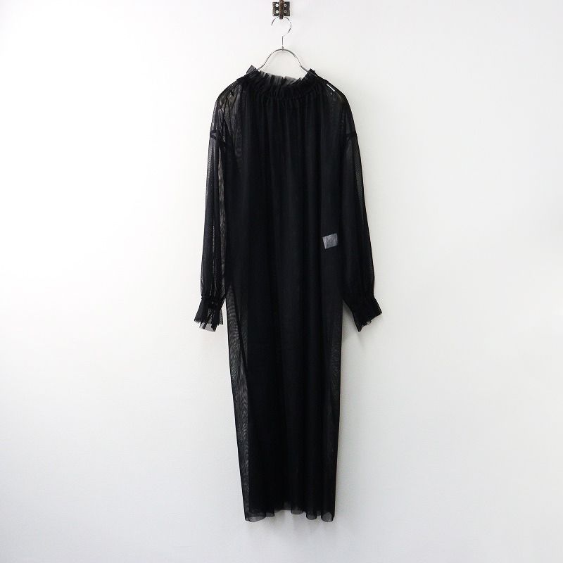 定価51700円 レリアン Leilian WHITE LABEL シアーワンピース 9 ブラック |チュール フリル ドレス 2400014357417