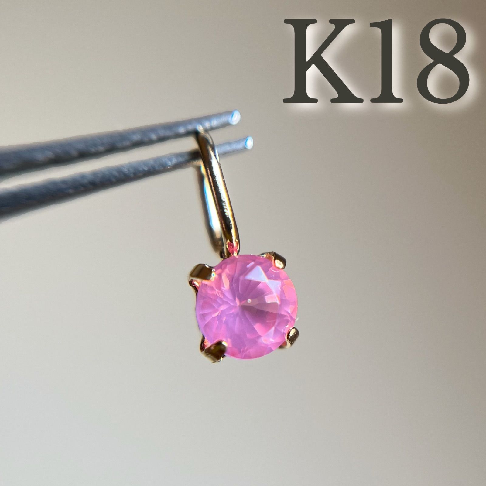 K18ローズカットダイヤとスピネル♡ペンダント ダイヤモンド K18ネックレス(0.5カラット/HカラーUP/I1/GoodUP