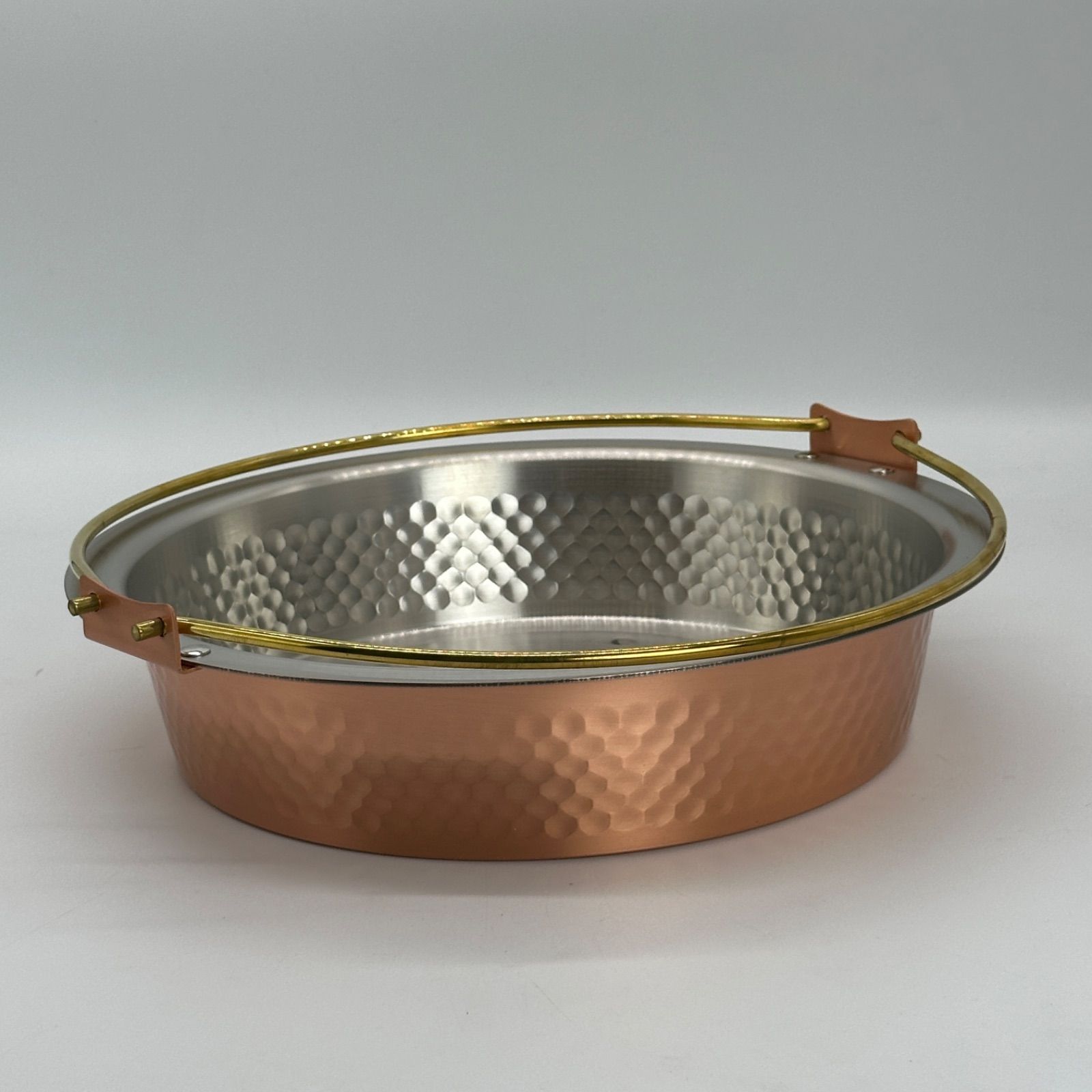 タイムセール】銅 純銅 鎚目入れ すき焼き鍋 鍋（ツル付）26cm S