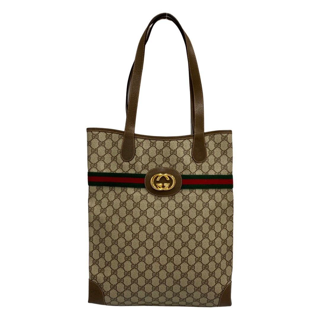 極美品 GUCCI トートバッグ GGスプリーム シェリーライン A4可-