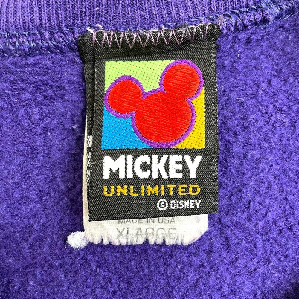ディズニー MICKEY UNLIMITED スウェット シャツ トレーナー ミッキーマウス プリント 長袖 サイズ：XL パープル MADE IN  U.S.A