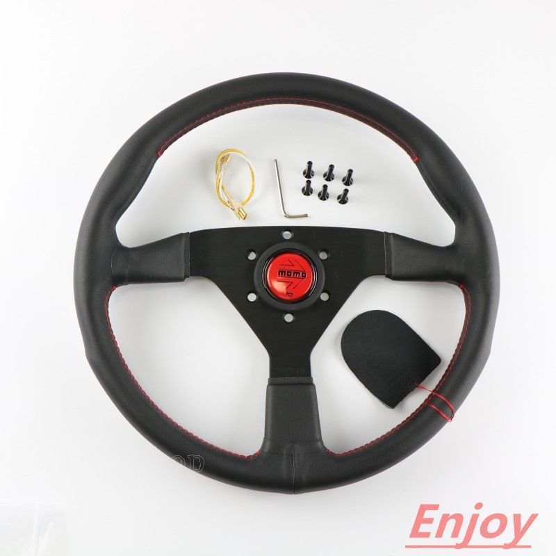 新品MOMO モモ ステアリング ハンドル本体 V1 フラットデザイン レザー 14インチ 350MM レース race カスタム 車 競技 レッド  - メルカリ