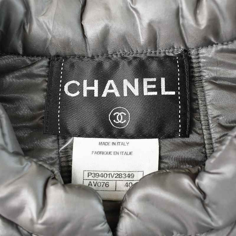 シャネル CHANEL パッティング リブ ブルゾン ジャケット ジップアップ ココマークボタン 中綿 40 グレー P39401V28349 -  メルカリ