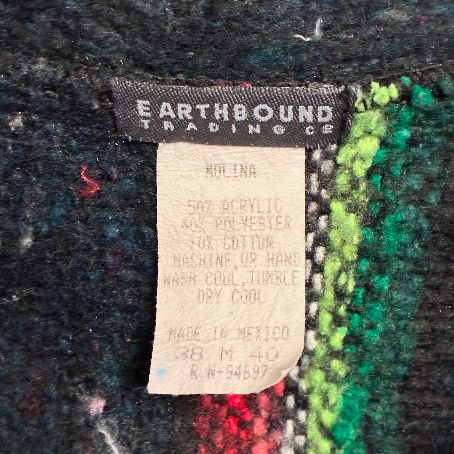 MADE IN MEXICO製 90s EARTHBOUND TRADING CO メキシカンラグ柄 プル 