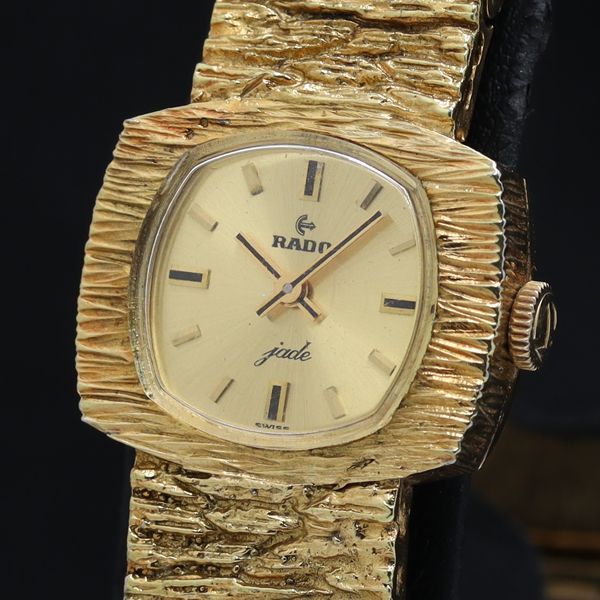 稼働 ラドー ジェイド 502 手巻き ゴールド文字盤 レディース腕時計  