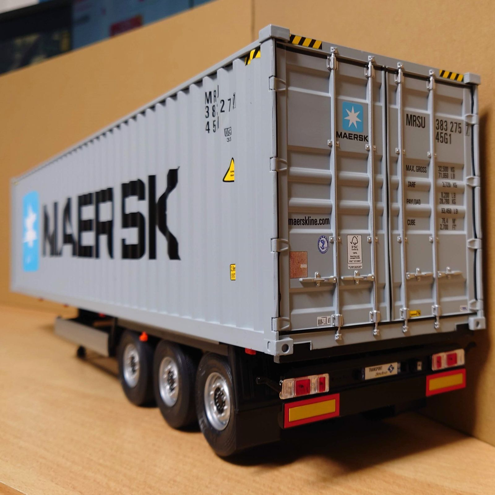 中華のおせち贈り物 1/24 大型コンテナトレーラー MAERSK マースク ソリド製ダイ ミニカー