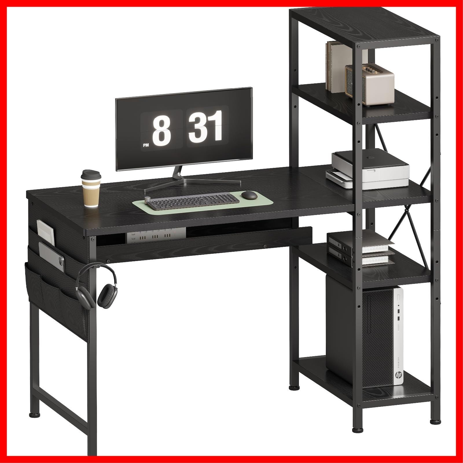 YeTom pcデスク 机 桌子 パソコンデスク 幅104cm A4対応 ラック YeTom pcデスク 机 ?子 パソコンデスク 幅104cm A4対応 ラック付き