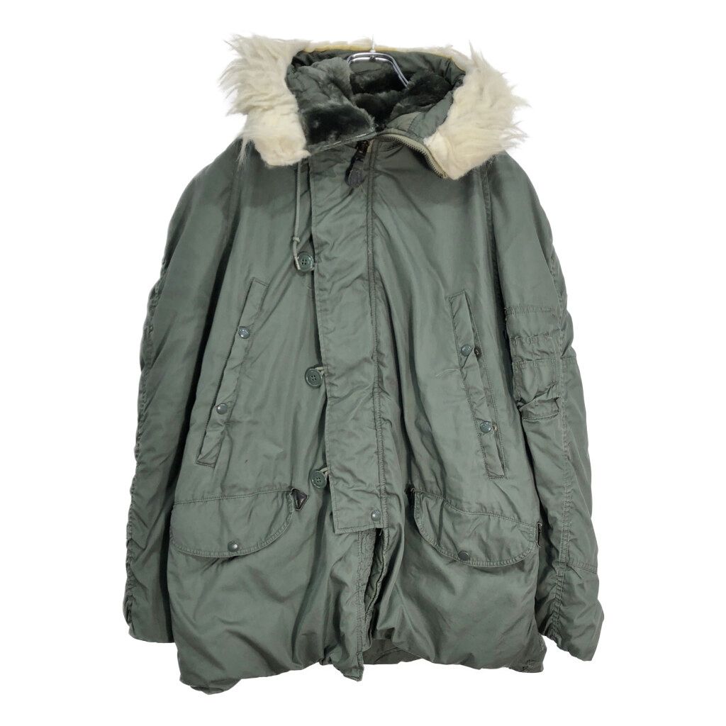 70年代 米軍実物 U.S.AIRFORCE USAF N-3B フライトジャケット ミリタリー セージグリーン メンズ LARGE 古着 V6506