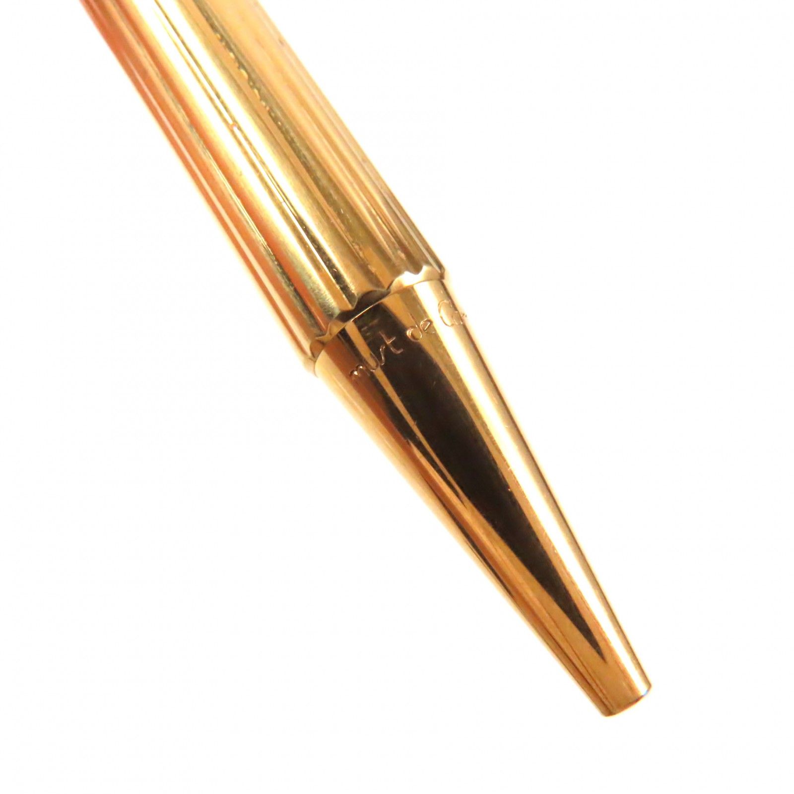 Cartierカルティエ ツイスト式ボールペン ゴールド アンティーク 替芯同封 良品▽Cartier カルティエ トリニティ ストライプ柄 ロゴ刻印