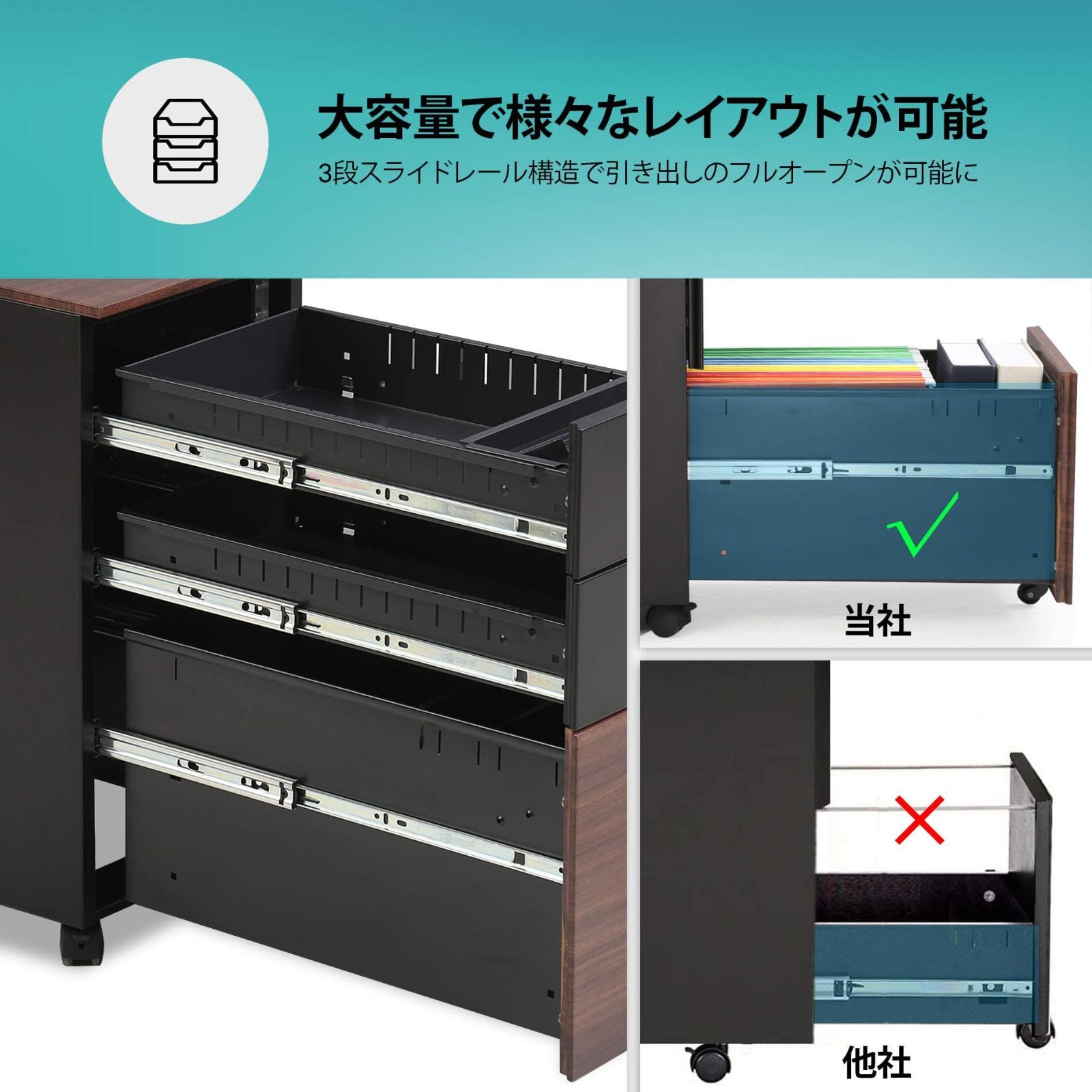 袖机 サイドワゴンキャビネット