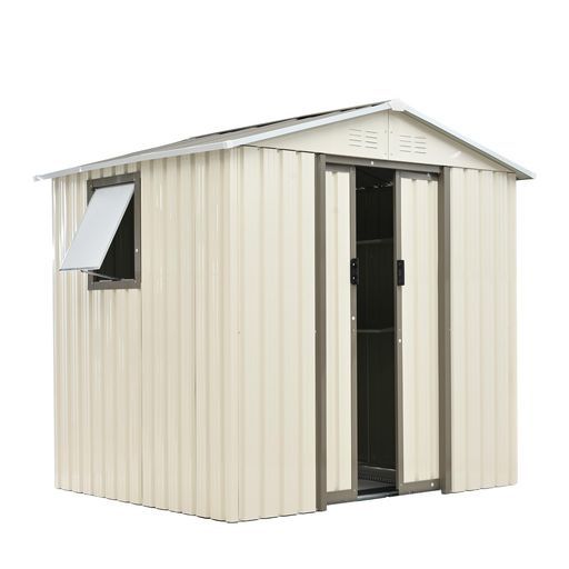 オーエスジェイ OSJ 物置屋外倉庫床材補強フレーム付き戸外収納庫W194cm*D162cm*H184cm物置き大型収納庫ベランダグレーホワイト