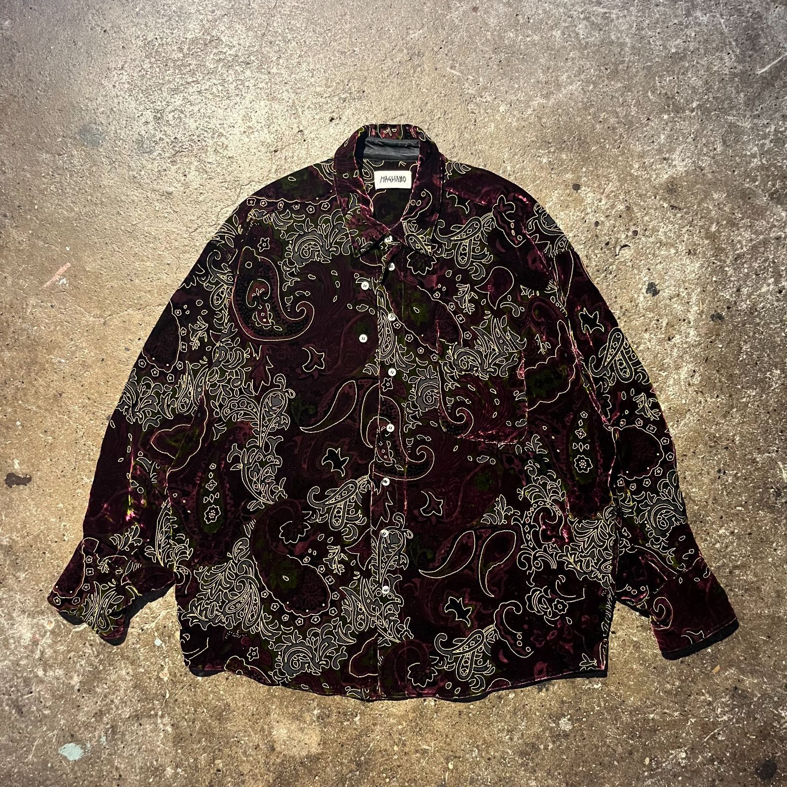 MAGLIANO 21aw ペイズリーベロアシャツ シースルー 刺繍 マリアーノ