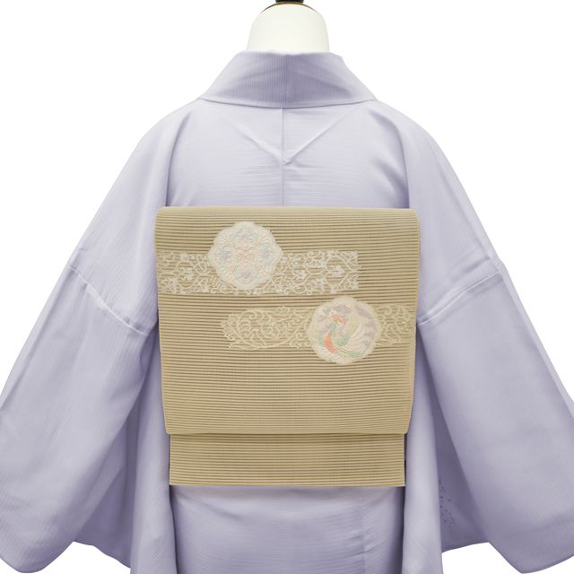 【ちどりや】1円～　新品　美品　正絹絽つづれ　九寸名古屋帯　セミフォーマル　西陣織　佐々木染織謹製　流水　乳白　ｘ　金糸　AZ71-1