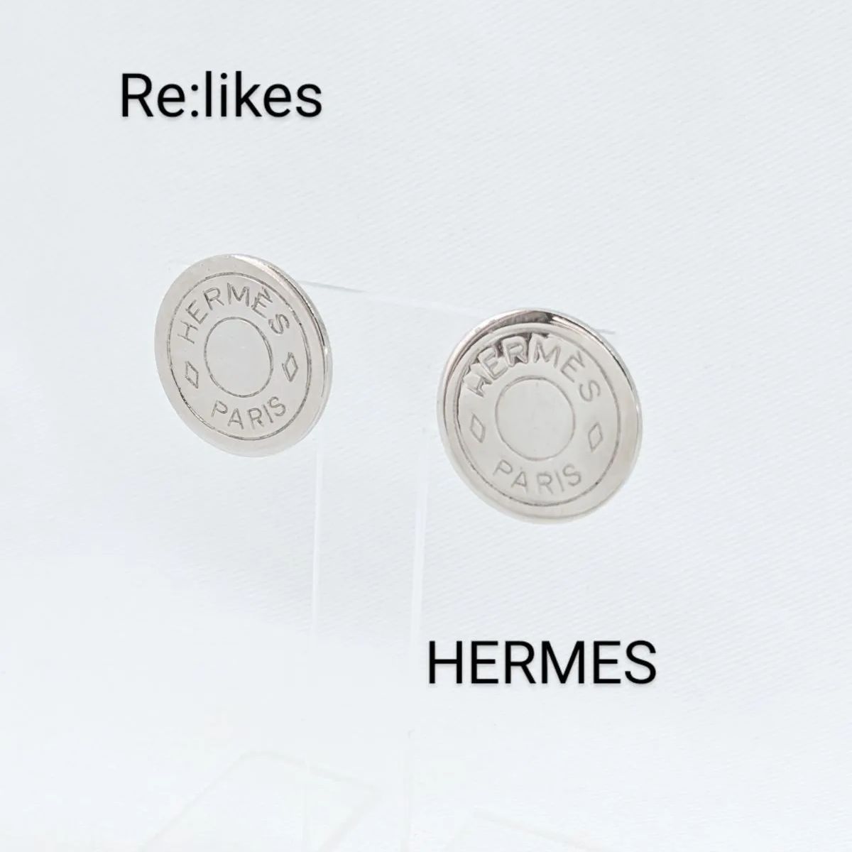 HERMES エルメス セリエ シルバーカラー イヤリング つやあり