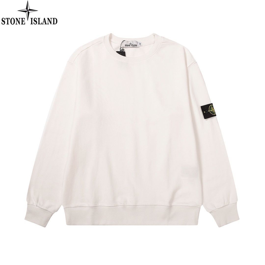 STONE ISLAND ストーンアイランド  Stone Island 白 コットン L/S クルーネック スウェット トップス メンズ 秋冬ファッションのパーカーです