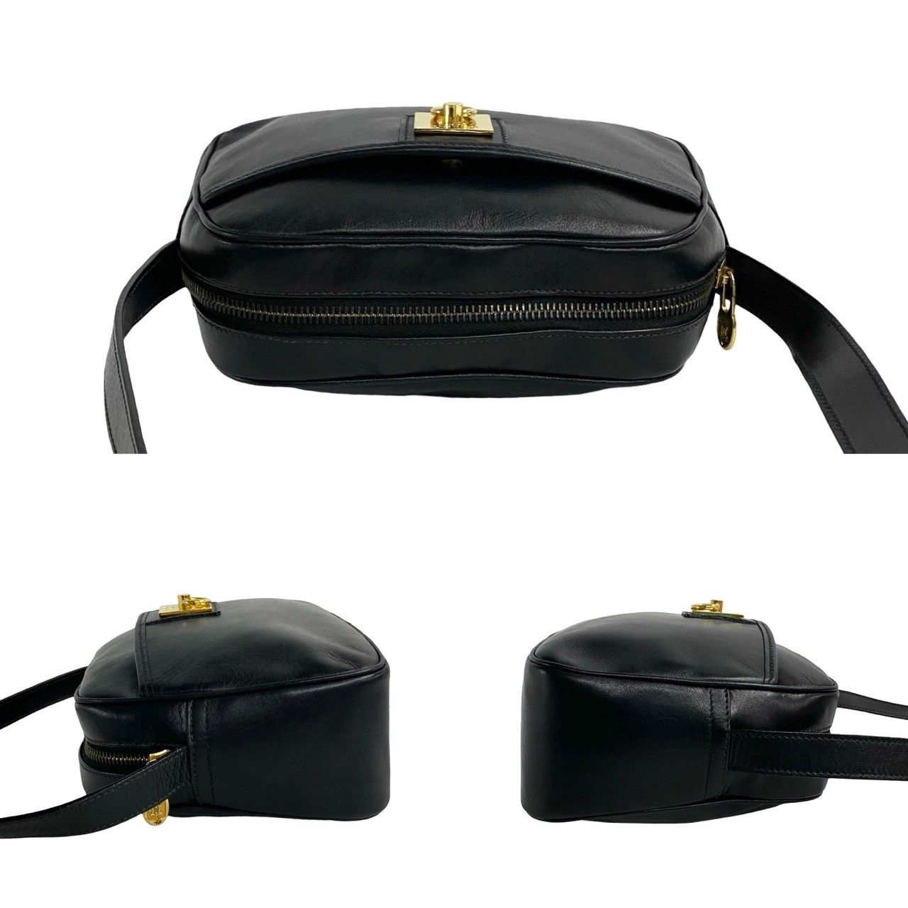 ほぼ未使用 希少品 保存袋付 CELINE セリーヌ リング金具 ロゴ レザー