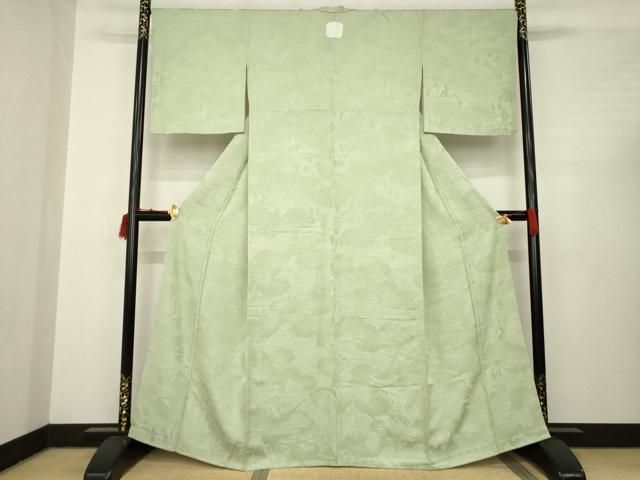 平和屋着物●上質な色無地 人物風景地紋 柳茶色 正絹 ♥ AABC3246ck