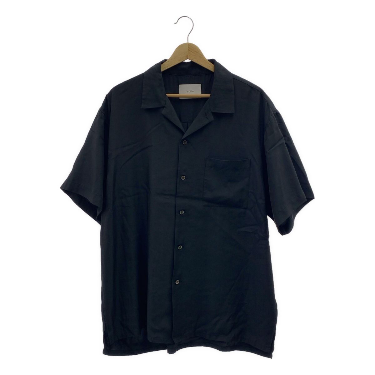 stein | シュタイン | OVERSIZED CUPRO OPEN COLLAR SS SHIRT オーバーサイズ オープンカラー シャツ | S | ブラック | メンズ