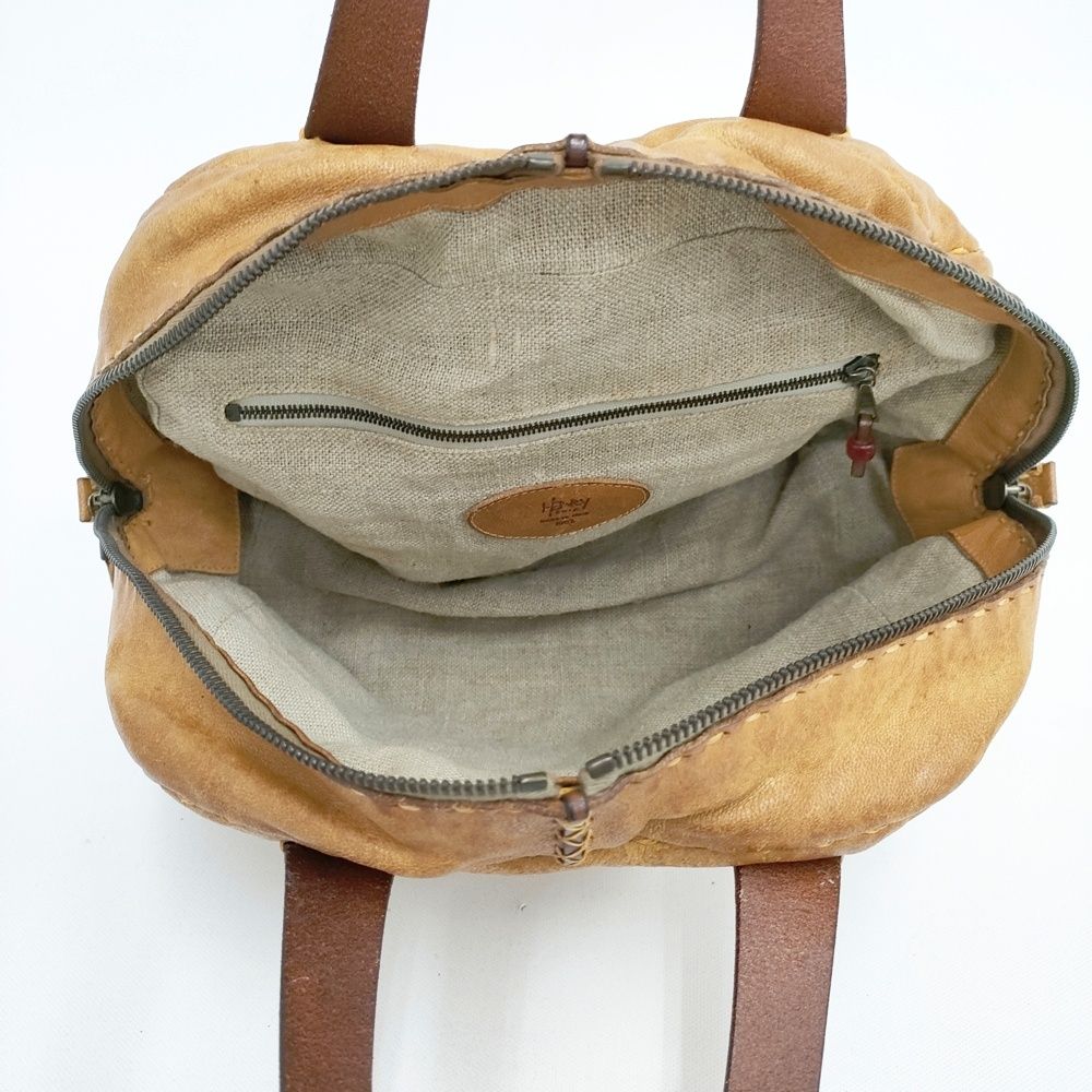 HENRY CUIR イタリア製 ミニボストン 革 加工レザー 犬 刺繍