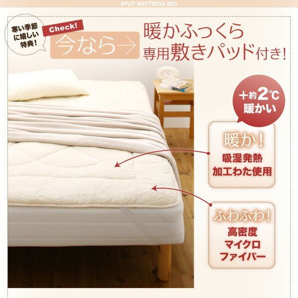 敷きパッドが選べる移動 搬入 掃除がらくらく 分割式脚付きマットレスベッド マットレスベッド ポケットコイルマットレス 敷きパッドなし クイーン SS×2 NEXPOTALLINN_EU