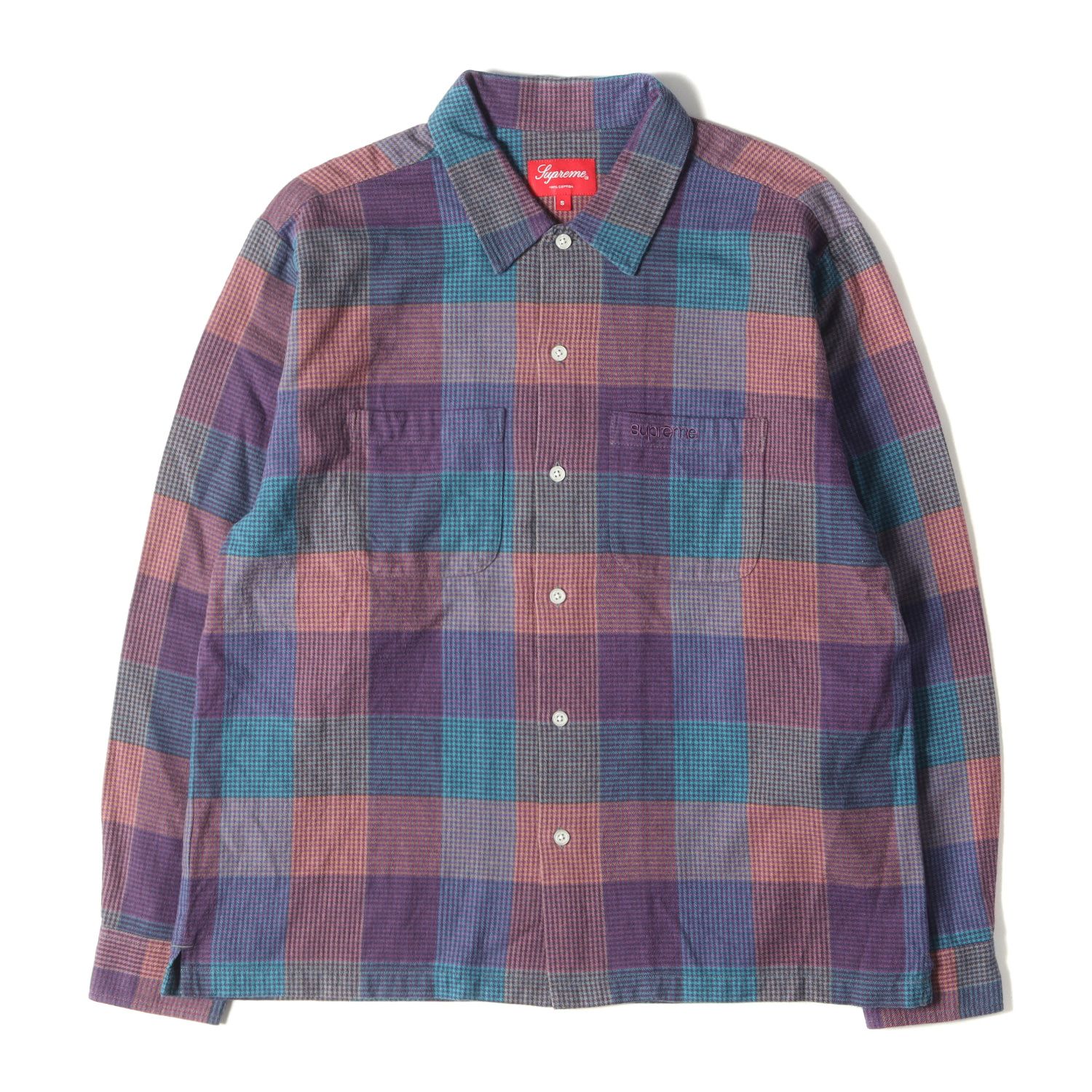美品 Supreme シュプリーム シャツ サイズ:S 21AW クラシックロゴ チェック フランネル 長袖 シャツ Plaid Flannel Shirt マルチカラー トップス カジュアルシャツ ストリート ブランド