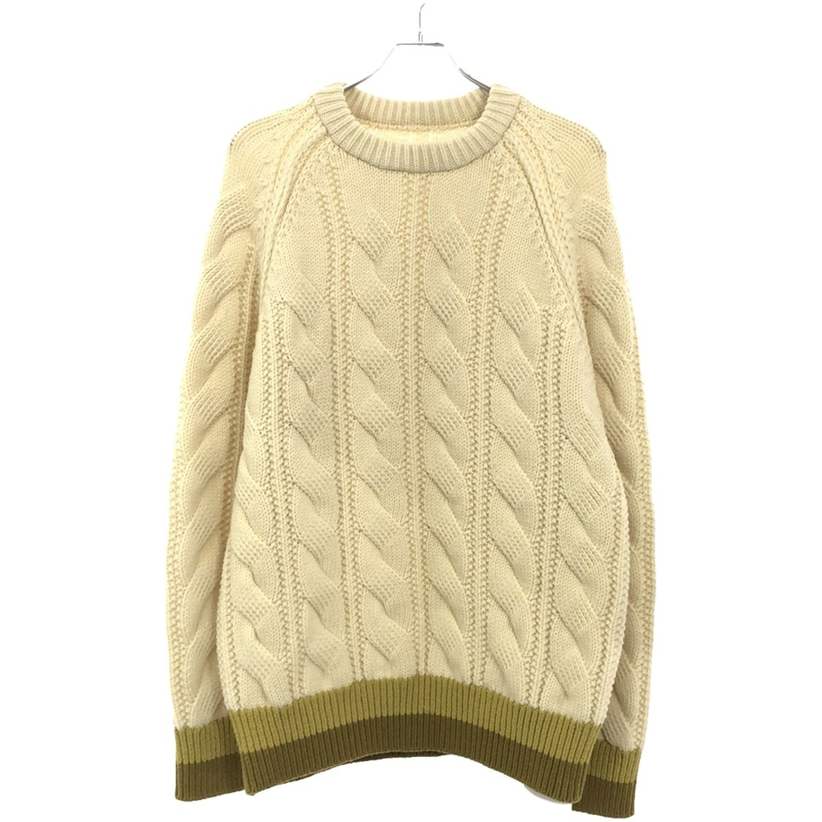 【新作入荷，限定SALE】nano universe ナノ ユニバース 3Gケーブルニットセーター 668-1222021 アイボリー カーキ L ニット・セーター