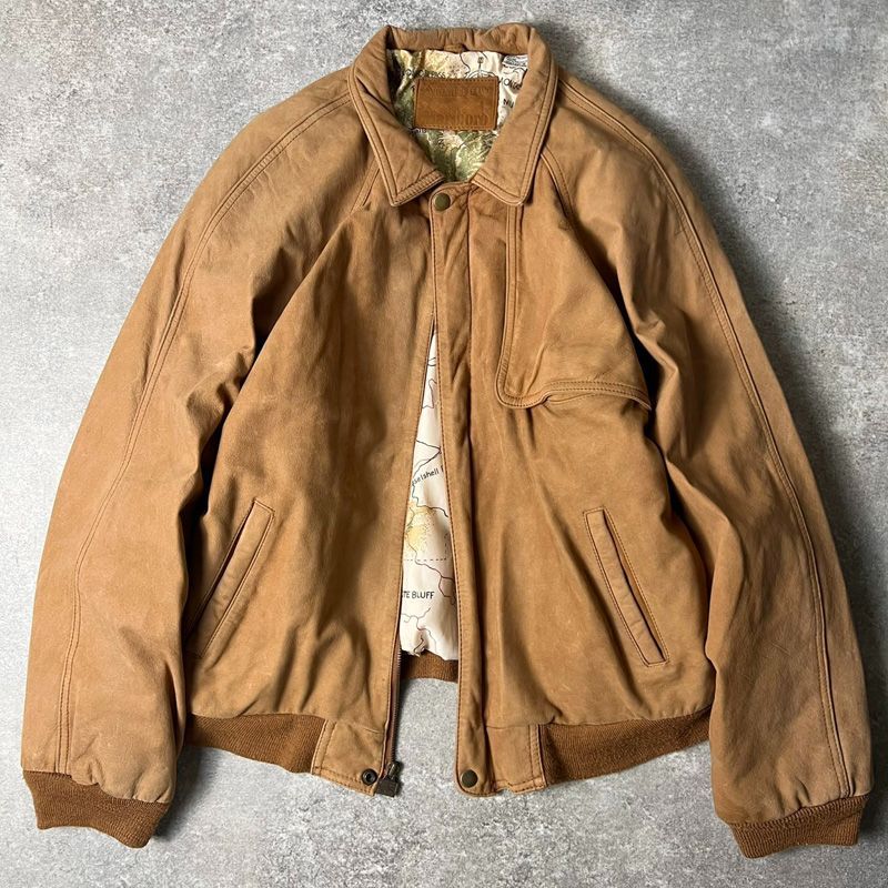 90s Marlboro 中綿入り ガンフラップ 本革 スエード レザー ジャケット