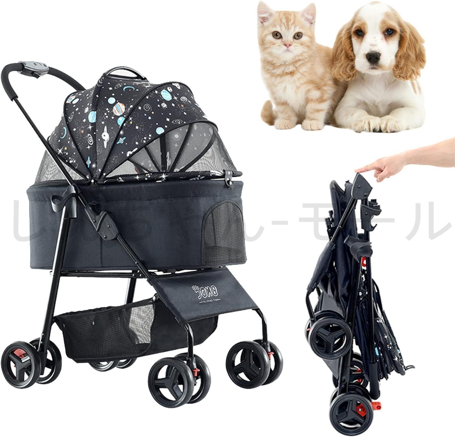 分離型ペットカート ペットカート ペットバギー ドッグカート 折りたたみ 犬 猫 4輪バギー わんわんカート ブレーキ 軽量