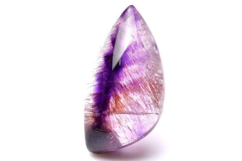 インテリア小物 【１点物】AAAAA☆内包の宝庫 エレスチャルアメジスト(ゲーサイトインアメジスト) 26x14mm リーフ ルース パワーストーン 天然石 _PC2459