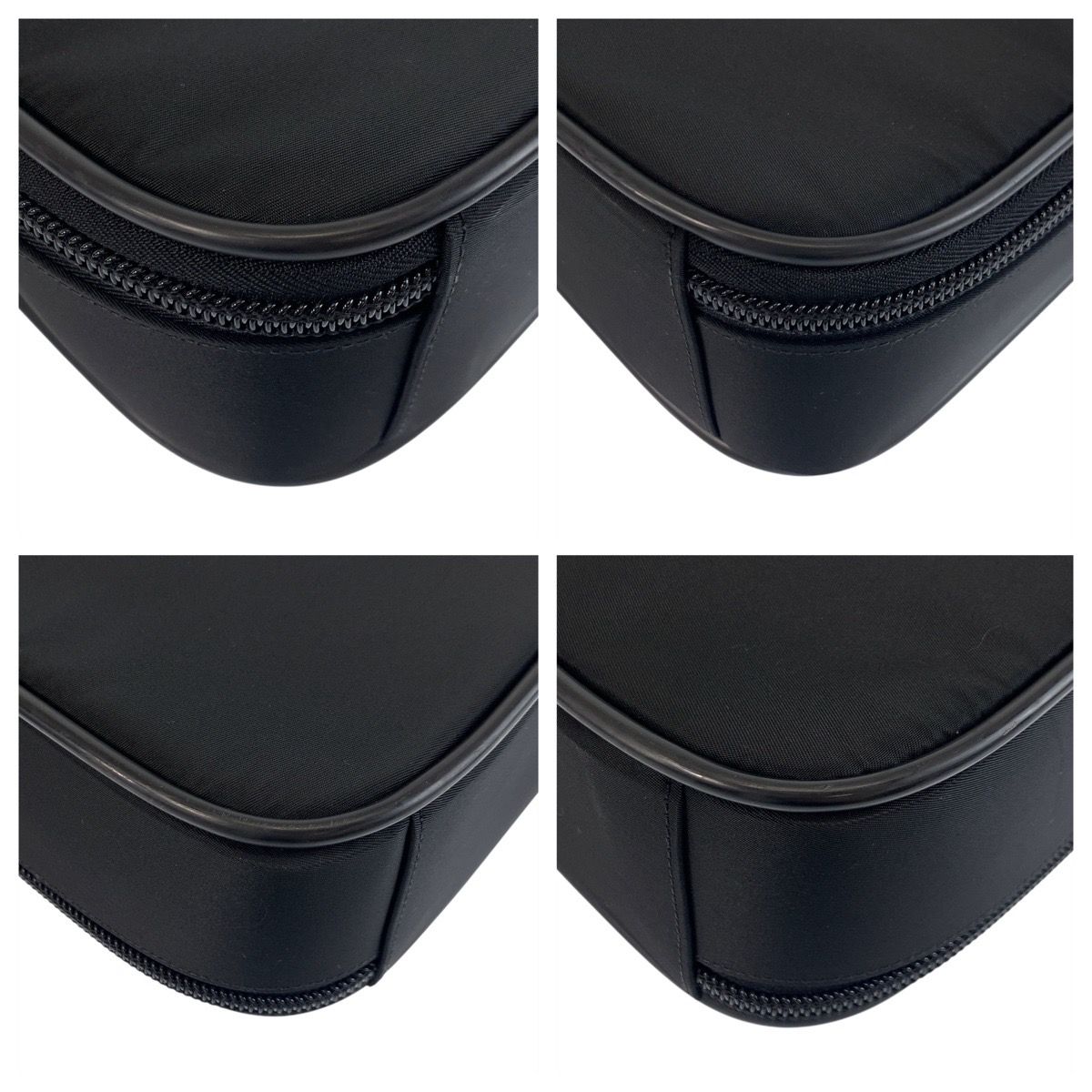 超美品 PRADA プラダ テスート 三角ロゴプレート ブラック 黒 シルバー  