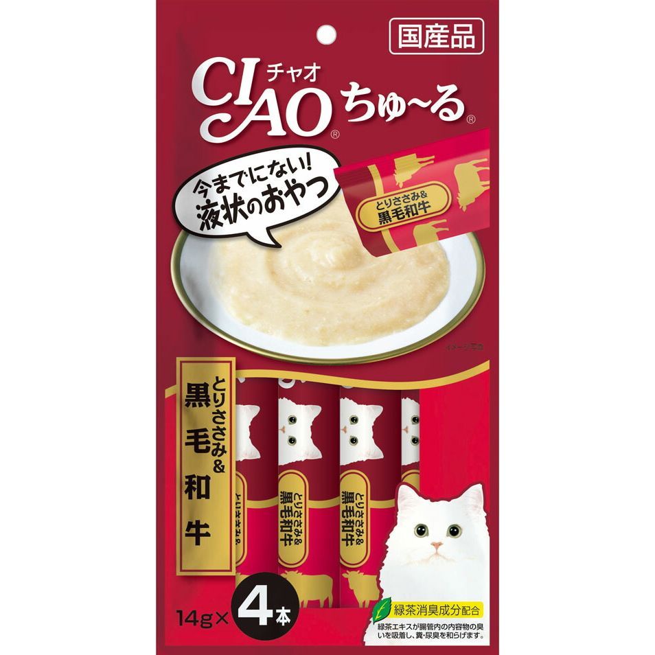 まとめ買い いなばペットフード CIAO ちゅ～る とりささみ＆黒毛和牛 14g×4本 SC-144 猫用 ×24セット