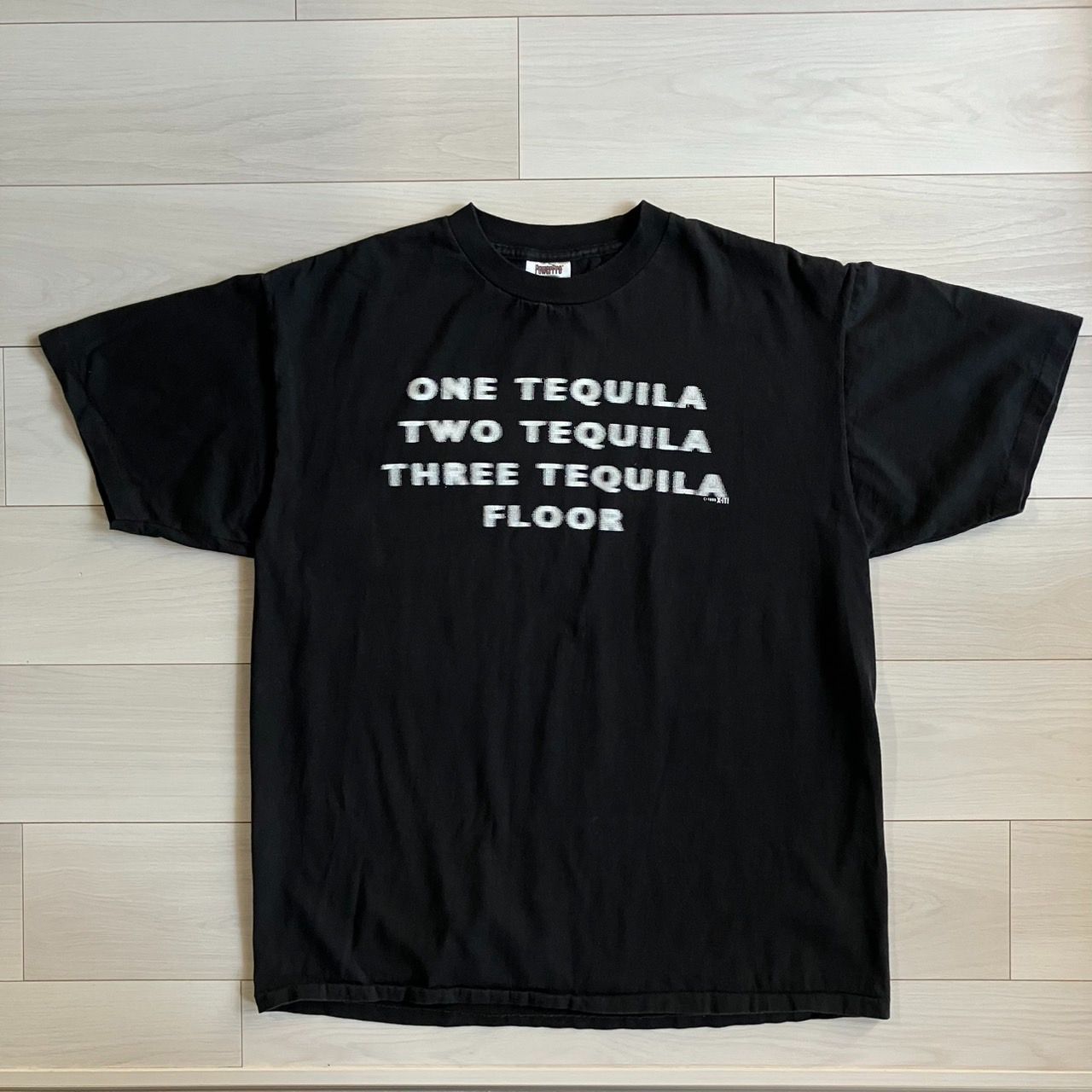 90s モザイク文字　モーション文字　ムービーtシャツ 90s ヴィンテージ】モーション文字 Tシャツ ブラック Lサイズ