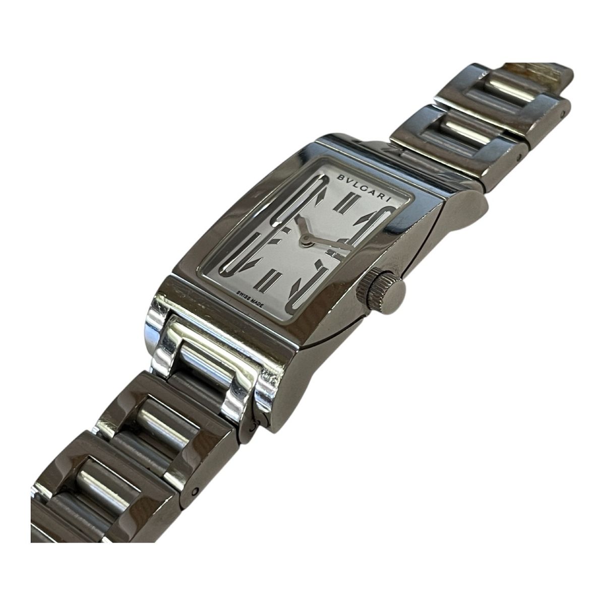 BULGARI　ブルガリ　RT39S　白文字盤　クォーツ　レディース　腕時計 ブルガリ レッタンゴロ RT39S 白文字盤 QZ 革ベルト レディース