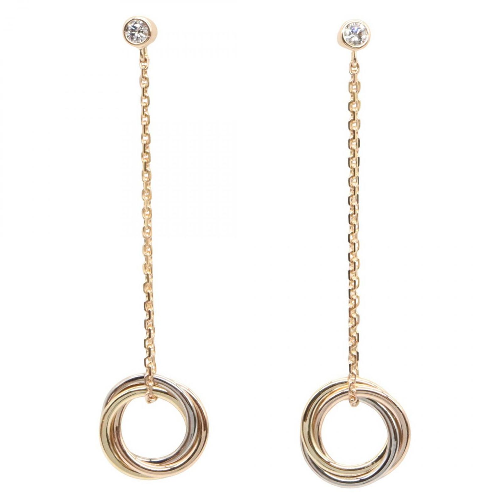カルティエ CARTIER ピアス トリニティ ダイヤ ピアス 2PD K18 イエローゴールド K18WG ホワイトゴールド トリニティ ダイヤ ピアス 2PD レディース Used A