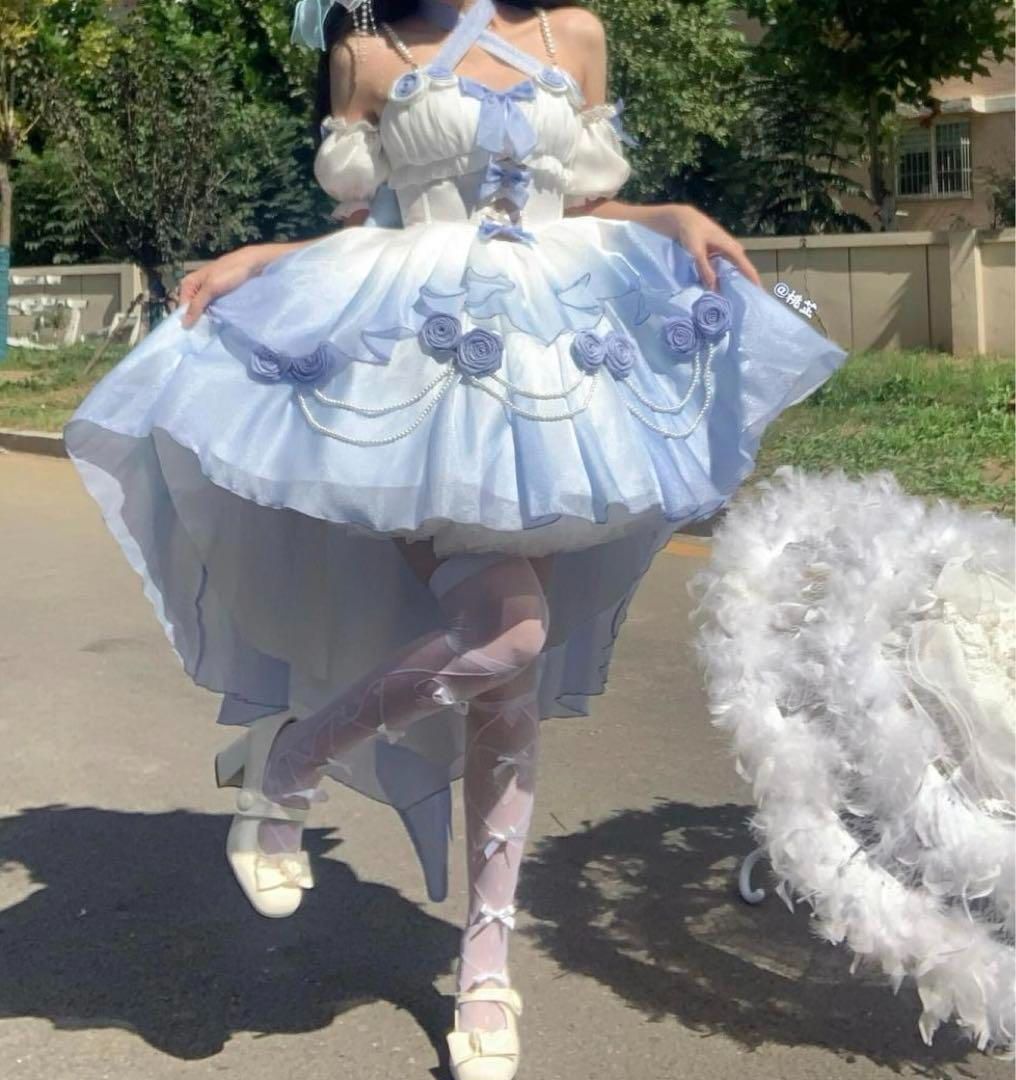 ロリータワンピース 華ロリ ティアード コスプレ衣装 ゴシック 仮装 エレガント ロリータワンピース 華ロリ ティアード コスプレ衣装 ゴシック