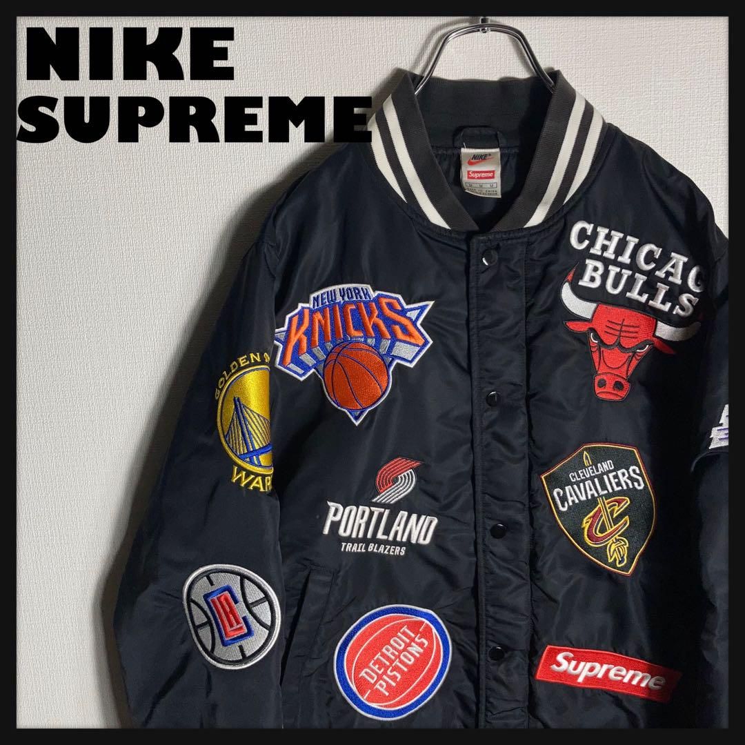 コラボ】NIKE x SUPREME スタジャン 刺繍ロゴ NBA バスケ M - メルカリ