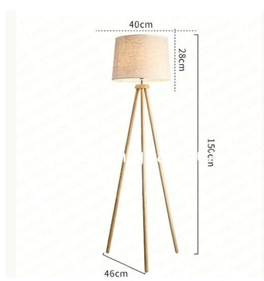 北欧のフロアランプ リネンファブリックランプシェードフロアライト木製三脚ベースライト目の保護読書器具寝室