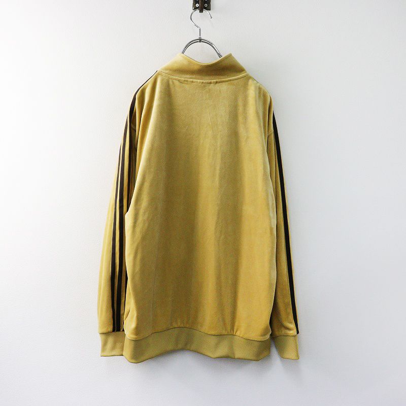 アディダス adidas ベロア トラックジャケット XS｜イエロー ベージュ ハイネック ジップアップ ジャージ 2400014603699