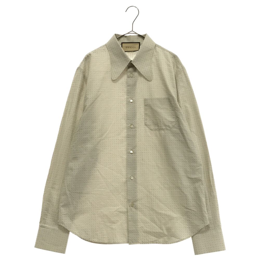 GUCCI (グッチ) Geometric cotton shirt チェック柄コットン長袖シャツ スカイブルー 659599 ZAFXL - メルカリ