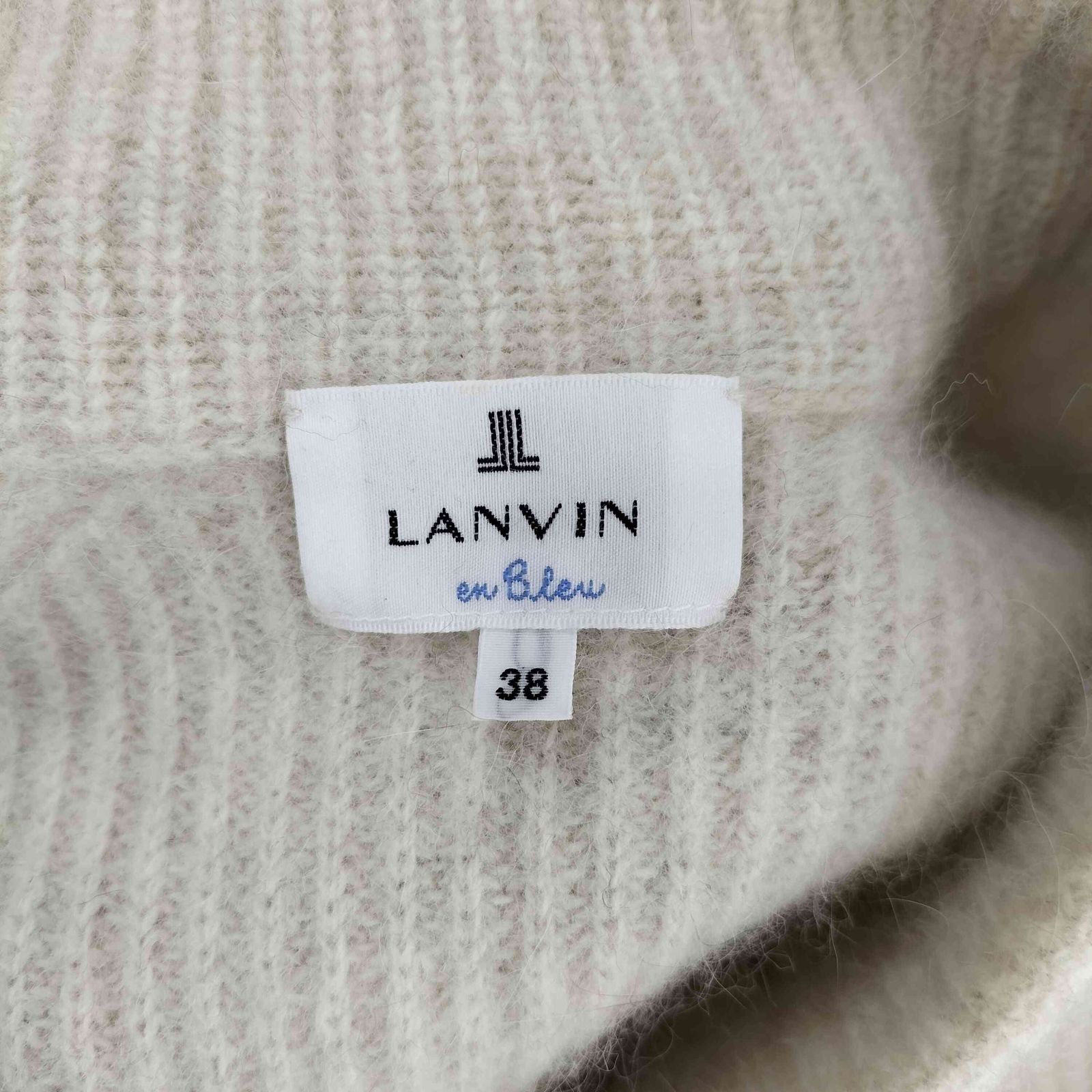 極美品　LANVIN ランバン　ポンチョ　フォックスファー　アイボリー×ホワイト ランバンオンブルー LANVIN en Bleu ウール フォックスファー