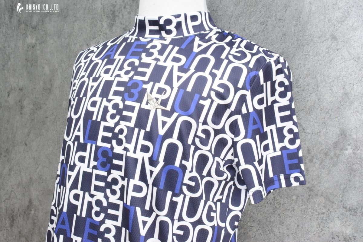 メンズ ウノ ピゥ ウノ ウグァーレ トレ 1PIU1UGUALE3 メンズ 半袖 総柄 モックネックシャツ ブルー サイズⅤ GRT166